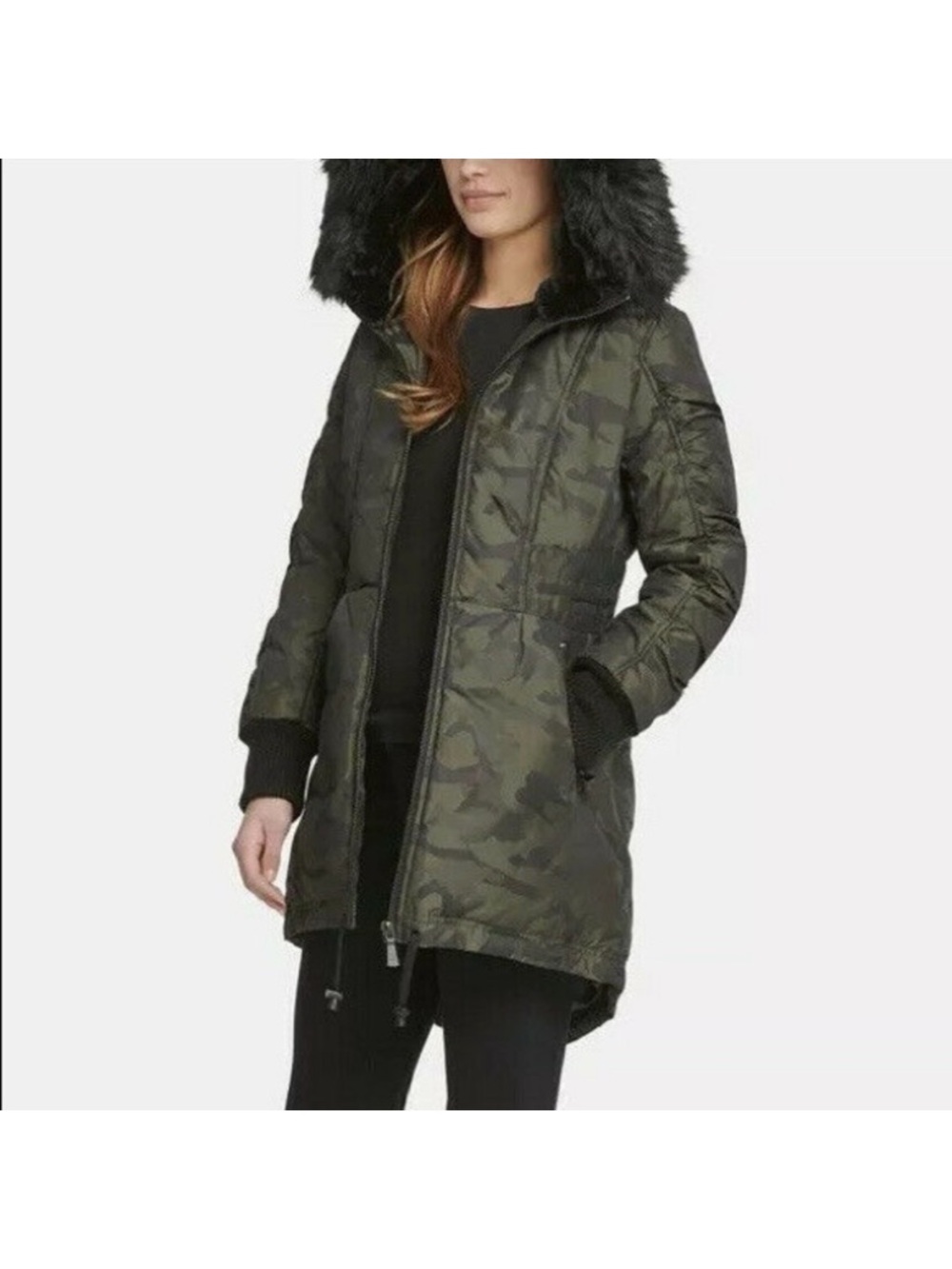 DKNY Camouflage Hooded Parka/Coat Size US XS